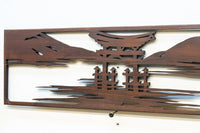 山間に鳥居が静かに佇む風景の透かし欄間素材 EZ2321 在庫1枚