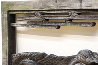 大珍品‼︎ペンギン親子を描いた温かみのある彫刻小型欄間 EZ2368 在庫1枚