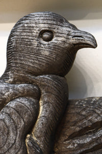 大珍品‼︎ペンギン親子を描いた温かみのある彫刻小型欄間 EZ2368 在庫1枚