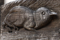 大珍品‼︎ペンギン親子を描いた温かみのある彫刻小型欄間 EZ2368 在庫1枚