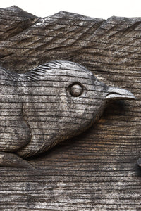 大珍品‼︎ペンギン親子を描いた温かみのある彫刻小型欄間 EZ2368 在庫1枚