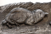 大珍品‼︎ペンギン親子を描いた温かみのある彫刻小型欄間 EZ2368 在庫1枚