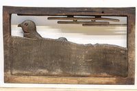 大珍品‼︎ペンギン親子を描いた温かみのある彫刻小型欄間 EZ2368 在庫1枚