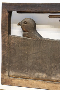 大珍品‼︎ペンギン親子を描いた温かみのある彫刻小型欄間 EZ2368 在庫1枚