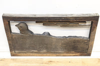 大珍品‼︎ペンギン親子を描いた温かみのある彫刻小型欄間 EZ2368 在庫1枚