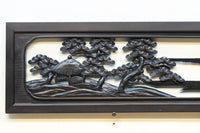 閑静な佇まいある水辺の風景で風合いある彫刻欄間 EZ2380 在庫1枚