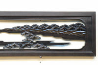 閑静な佇まいある水辺の風景で風合いある彫刻欄間 EZ2380 在庫1枚