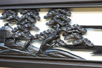 閑静な佇まいある水辺の風景で風合いある彫刻欄間 EZ2380 在庫1枚