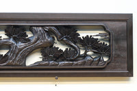 竹と松を迫力ある眺めで見せる彫刻欄間 EZ2381 在庫1枚