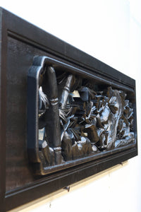 竹と松を迫力ある眺めで見せる彫刻欄間 EZ2381 在庫1枚