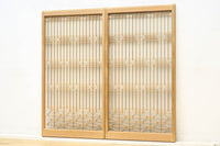 大型サイズ!! 繊細さを感じさせる木地色の美しいスリガラス入り書院 EZ2386 在庫2枚