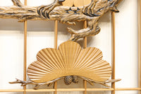 鋭い眼光の鷹が威厳を放つ木地色の欄間・書院セット EZ2397 在庫3枚一組