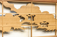 鋭い眼光の鷹が威厳を放つ木地色の欄間・書院セット EZ2397 在庫3枚一組