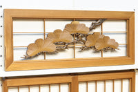 鋭い眼光の鷹が威厳を放つ木地色の欄間・書院セット EZ2397 在庫3枚一組