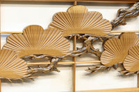 鋭い眼光の鷹が威厳を放つ木地色の欄間・書院セット EZ2397 在庫3枚一組