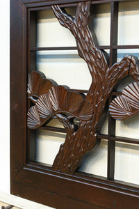 松と鷹の絢爛な絵柄が重厚感を与える欄間・書院セット EZ2399 在庫3枚一組