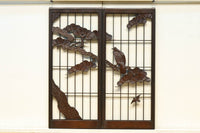 松と鷹の絢爛な絵柄が重厚感を与える欄間・書院セット EZ2399 在庫3枚一組