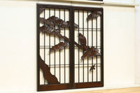 松と鷹の絢爛な絵柄が重厚感を与える欄間・書院セット EZ2399 在庫3枚一組