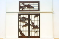 松と鷹の絢爛な絵柄が重厚感を与える欄間・書院セット EZ2399 在庫3枚一組