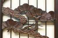 松と鷹の絢爛な絵柄が重厚感を与える欄間・書院セット EZ2399 在庫3枚一組