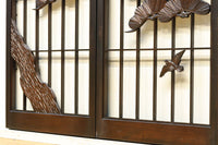 松と鷹の絢爛な絵柄が重厚感を与える欄間・書院セット EZ2399 在庫3枚一組