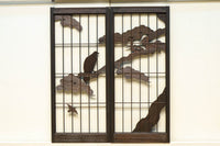 松と鷹の絢爛な絵柄が重厚感を与える欄間・書院セット EZ2399 在庫3枚一組