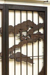 松と鷹の絢爛な絵柄が重厚感を与える欄間・書院セット EZ2399 在庫3枚一組