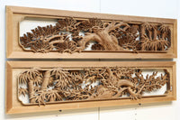 松竹梅を描いた見事な深彫り井波彫刻欄間 EZ2473ab 在庫(a:1 b:0)枚