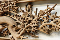 松竹梅を描いた見事な深彫り井波彫刻欄間 EZ2473ab 在庫(a:1 b:0)枚