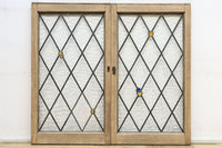 小さなステンドグラスが可愛らしいレトロモダンなガラス窓 EZ2484 在庫1セット