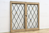 小さなステンドグラスが可愛らしいレトロモダンなガラス窓 EZ2484 在庫1セット