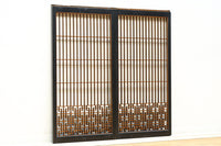 格子と幾何学装飾を黒枠で上品に纏めた書院 EZ2497 在庫1枚