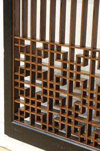 格子と幾何学装飾を黒枠で上品に纏めた書院 EZ2497 在庫1枚