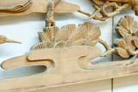 鶴松を華やかに描いた木地色の欄間 EZ2517 在庫1枚