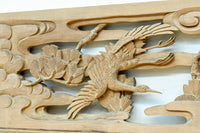 鶴松を華やかに描いた木地色の欄間 EZ2517 在庫1枚