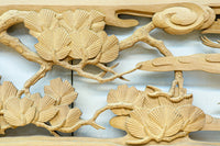 鶴松を華やかに描いた木地色の欄間 EZ2517 在庫1枚