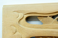 鶴松を華やかに描いた木地色の欄間 EZ2517 在庫1枚