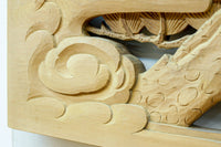 鶴松を華やかに描いた木地色の欄間 EZ2517 在庫1枚