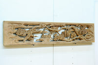 鶴松を華やかに描いた木地色の欄間 EZ2517 在庫1枚