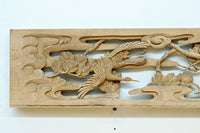 鶴松を華やかに描いた木地色の欄間 EZ2517 在庫1枚