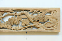 鶴松を華やかに描いた木地色の欄間 EZ2517 在庫1枚