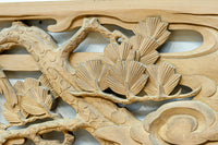 鶴松を華やかに描いた木地色の欄間 EZ2517 在庫1枚