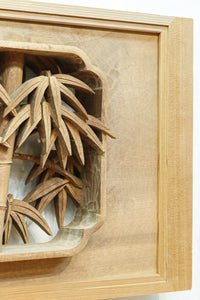 松の細枝と竹葉で立体感が際立つ深彫り彫刻欄間 EZ2520 在庫1枚