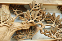 松の細枝と竹葉で立体感が際立つ深彫り彫刻欄間 EZ2520 在庫1枚