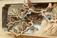 松の細枝と竹葉で立体感が際立つ深彫り彫刻欄間 EZ2520 在庫1枚