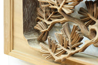 松の細枝と竹葉で立体感が際立つ深彫り彫刻欄間 EZ2520 在庫1枚