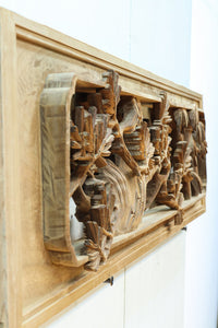 松の細枝と竹葉で立体感が際立つ深彫り彫刻欄間 EZ2520 在庫1枚