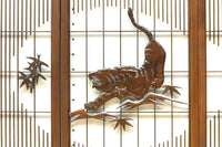 雄々しい虎を瓢箪型の窓絵で囲う風情溢れる欄間・書院セット EZ2525 在庫5枚1組