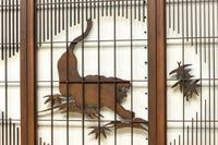 雄々しい虎を瓢箪型の窓絵で囲う風情溢れる欄間・書院セット EZ2525 在庫5枚1組