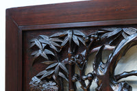 可愛らしい花が咲く梅の木が可憐に飾る小型欄間 EZ2541 在庫1枚